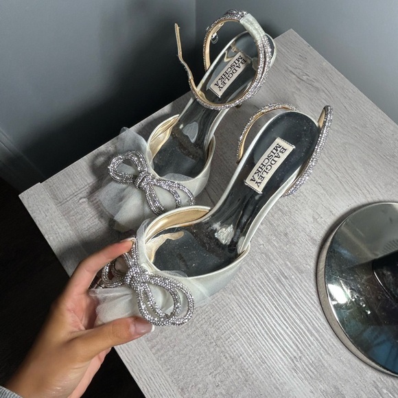 Badgley Mischka Bow and Rhinestone Wrap Heels - Picture 5 of 5
